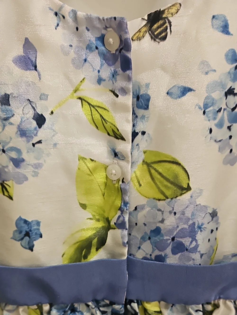 Gymboree Blue Floral Print Taffeta Girls Dress Sz 10